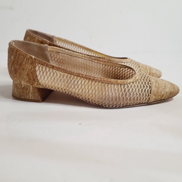 Vintage Timothy Hitsman Gold Mesh Block Heel Pumps size 10 - Picture 15 of 15